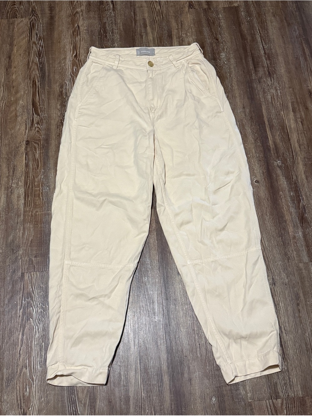 Everlane Relaxed Fit High Rise Pants Women's 2 Baggy Loungewear in Bright Cream